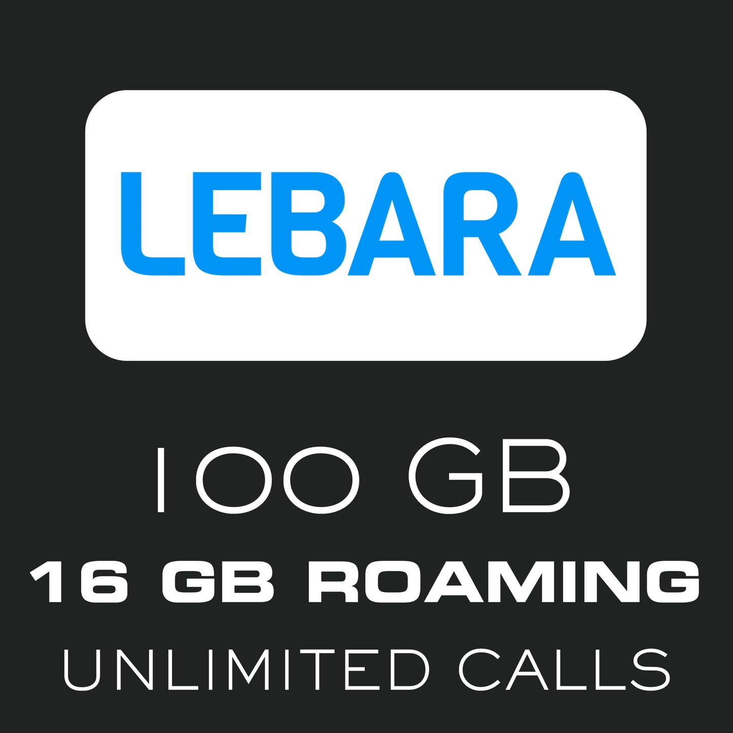 Lebara SIM Card 100GB in Spain/ 16GB Euro Roaming / Unlimited Calls