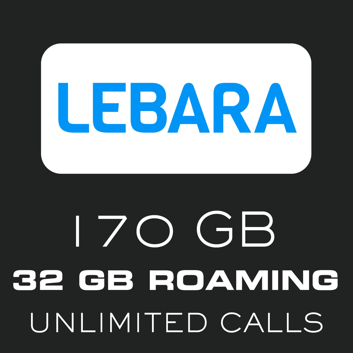 Lebara SIM Card 170GB in Spain/ 32GB Euro Roaming / Unlimited Calls