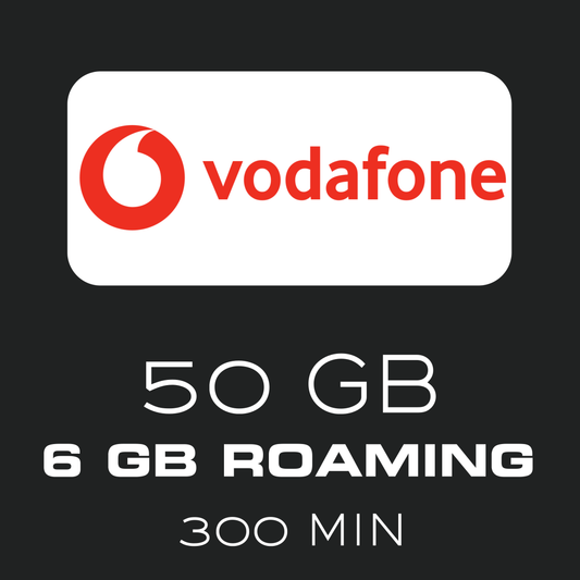 Vodafone Sim Card 50GB in Spain / 6 GB Roaming in UK, EU and USA