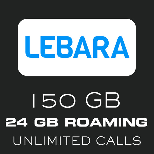 Lebara SIM Card 150GB in Spain/ 24GB Euro Roaming / Unlimited Calls