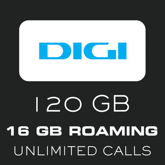 DIGI SIM Card 120GB in Spain/ 16GB Euro Roaming / Unlimited Calls