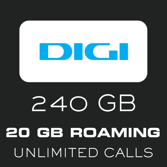 DIGI SIM Card 240GB in Spain/ 20GB Euro Roaming / Unlimited Calls