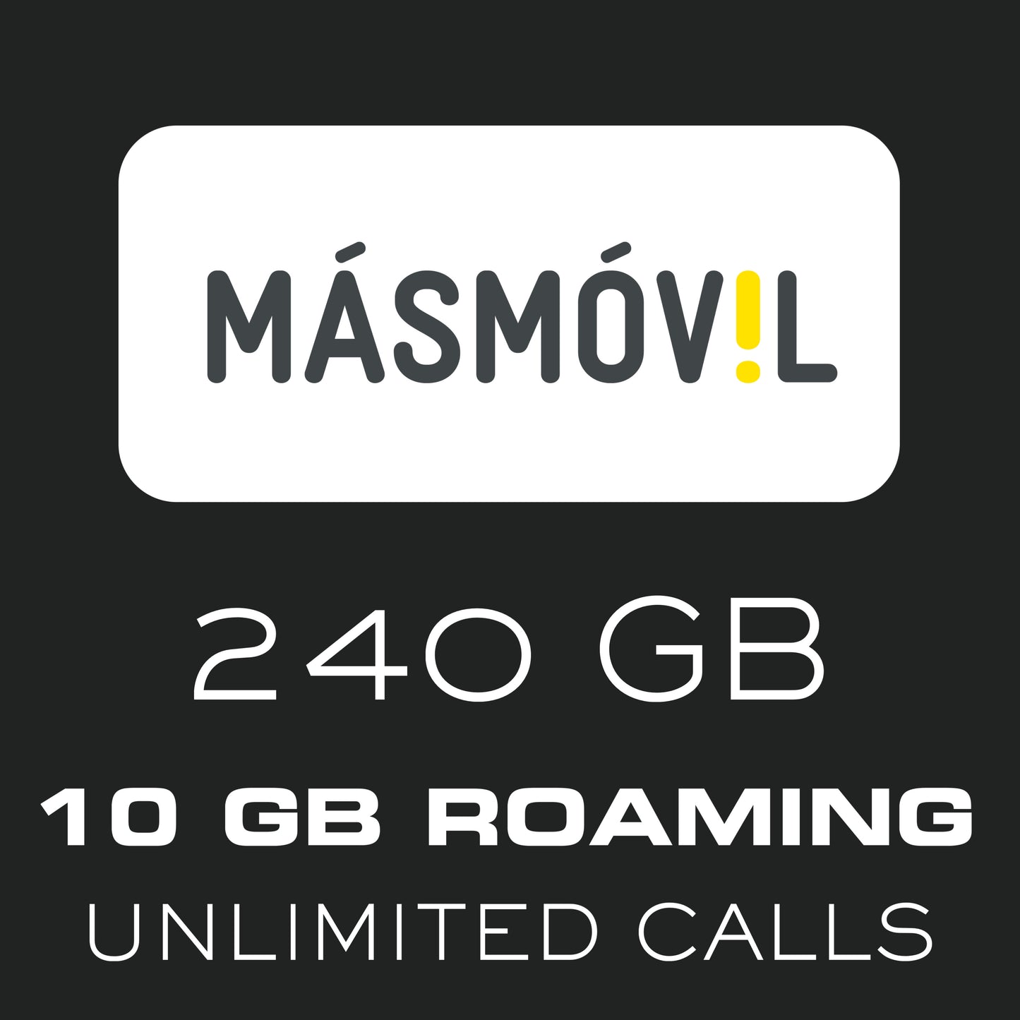 MásMóvil SIM Card 240GB in Spain/ 10GB Euro Roaming / Unlimited Calls